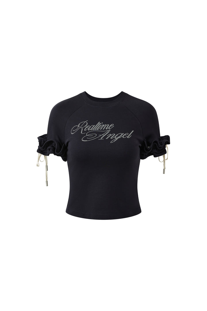 "Realtime Angel"  Cuff Tee Navy