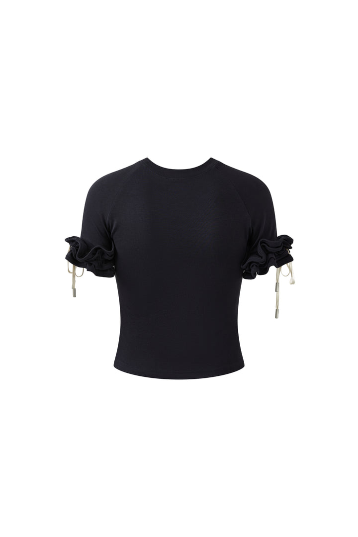 "Realtime Angel"  Cuff Tee Navy