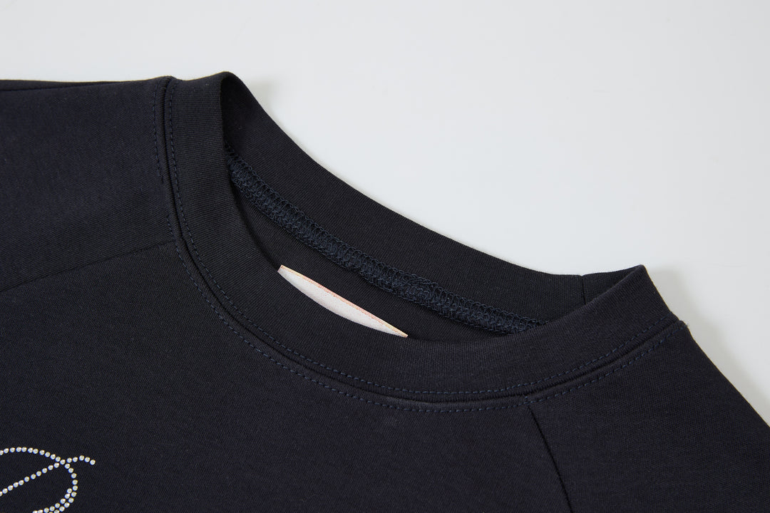 "Realtime Angel"  Cuff Tee Navy