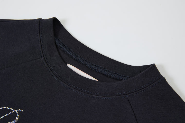 "Realtime Angel"  Cuff Tee Navy
