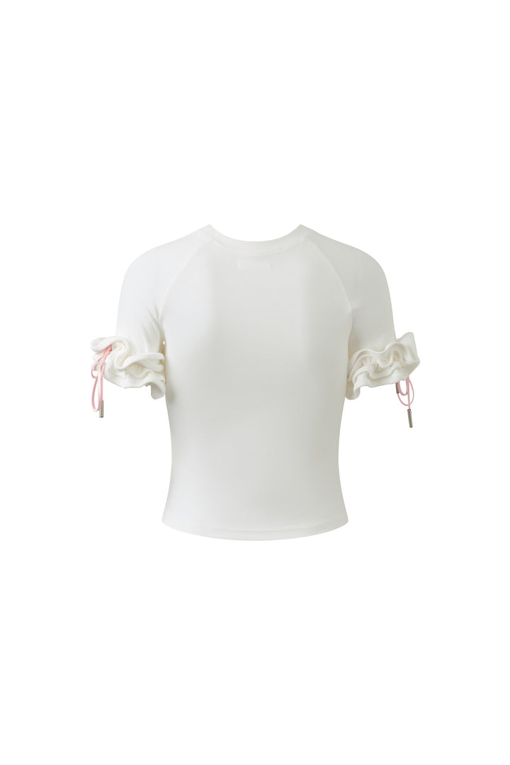 "Realtime Angel"  Cuff Tee White