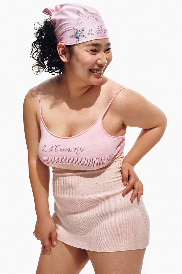 “Mommy” Knit Slip Dress Pink