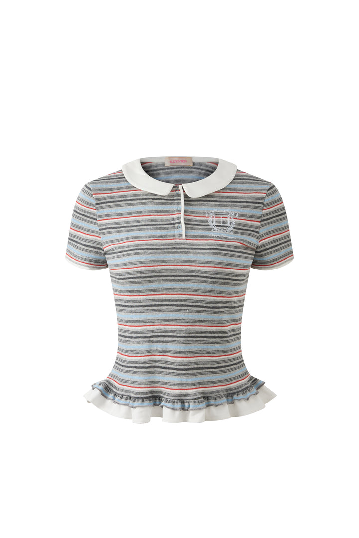 "Curfew" Stripe Polo