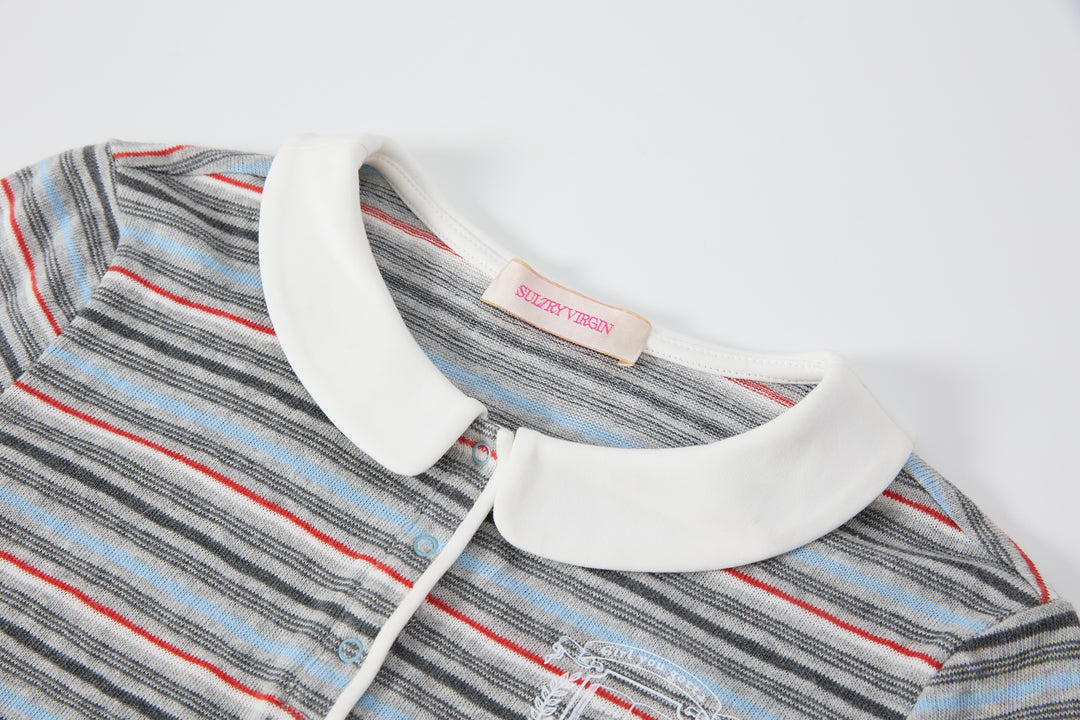 "Curfew" Stripe Polo