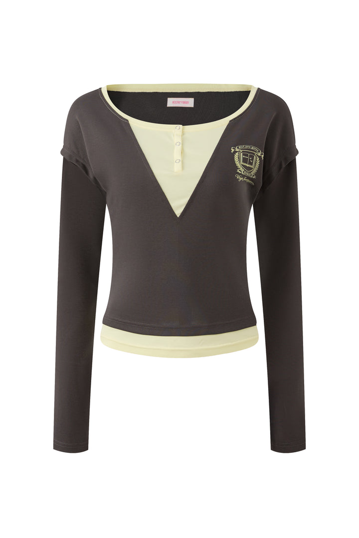 "Roomie" Henley Top Grey