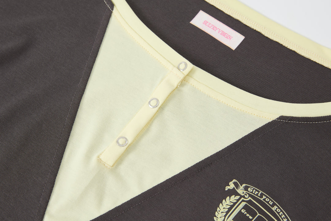 "Roomie" Henley Top Grey