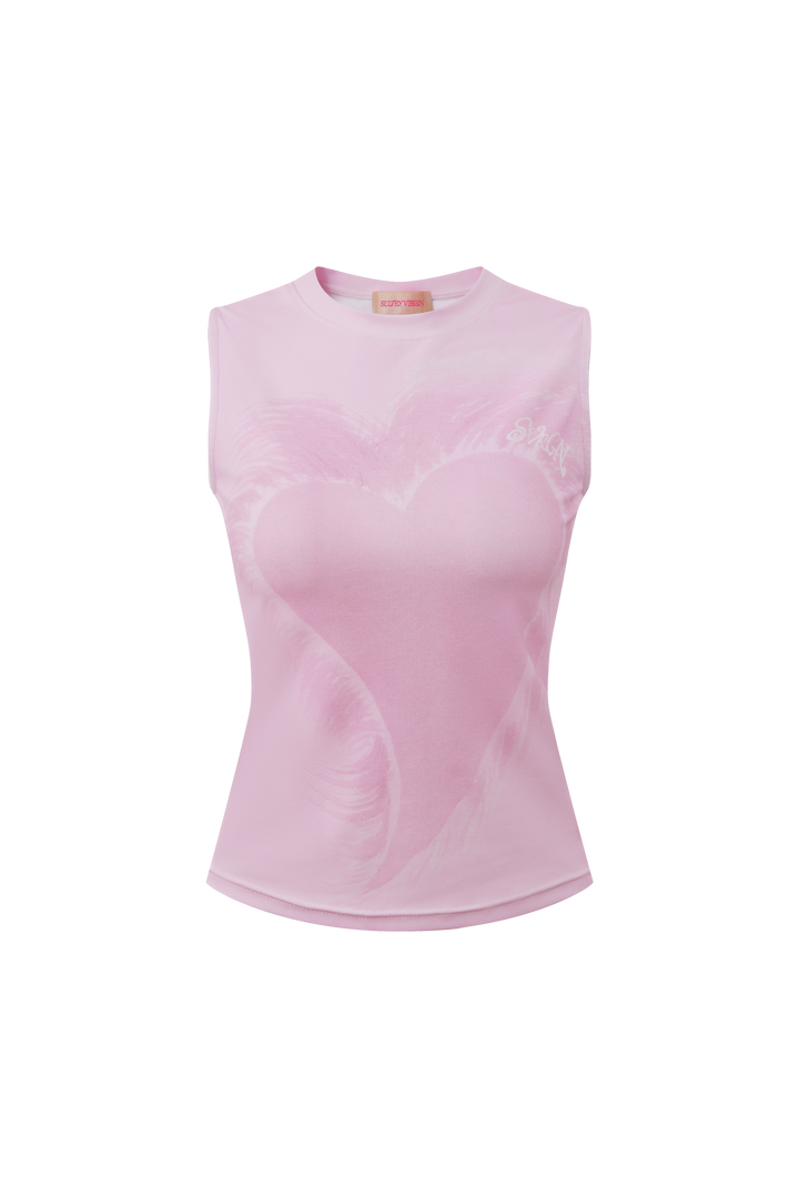 “Fuzzy Heart” Top  Pastel Pink