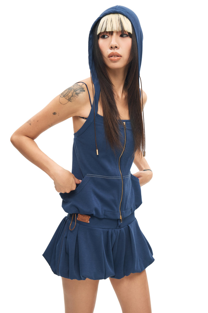 “Puff”Blue Denim Skort