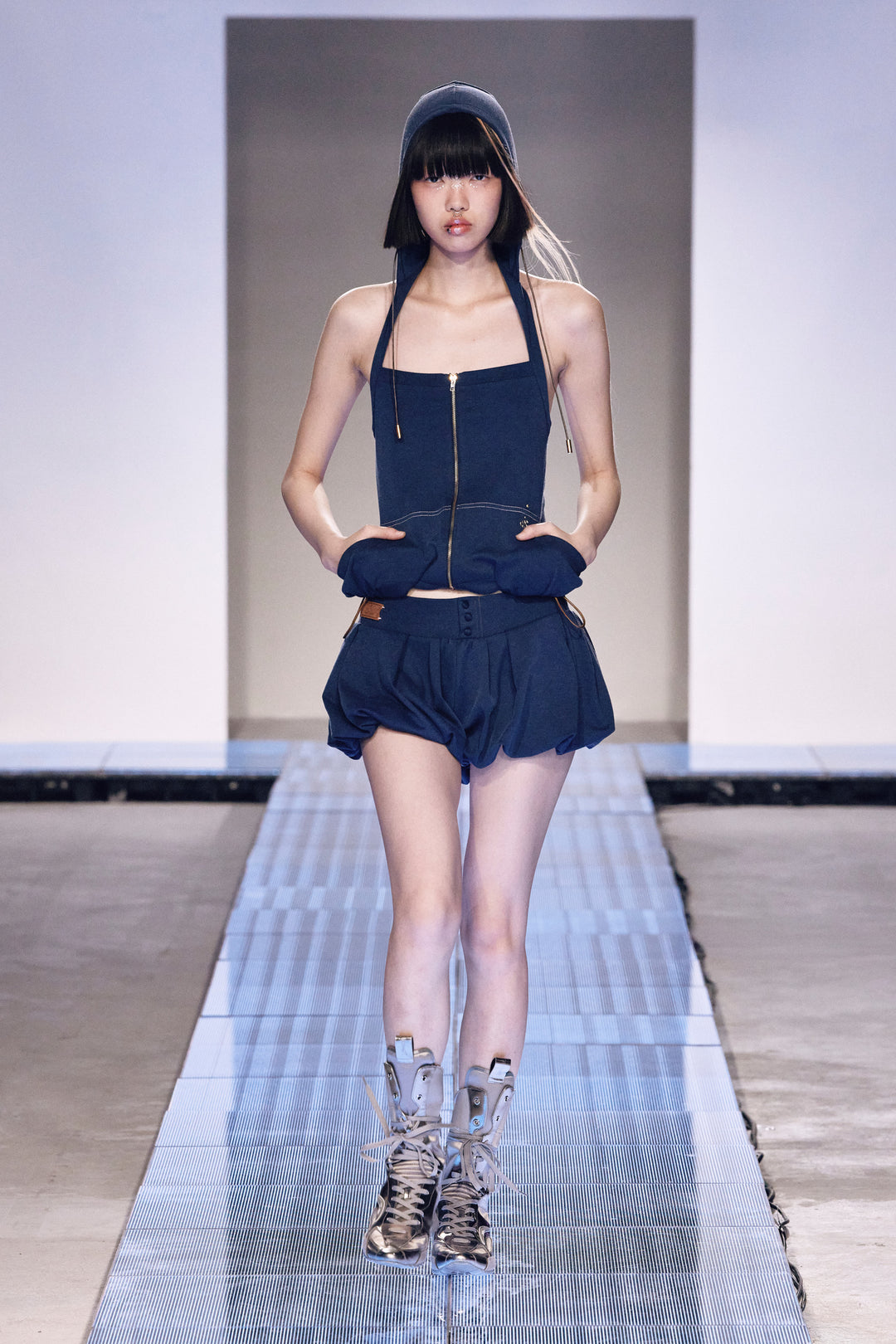 “Puff”Blue Denim Skort