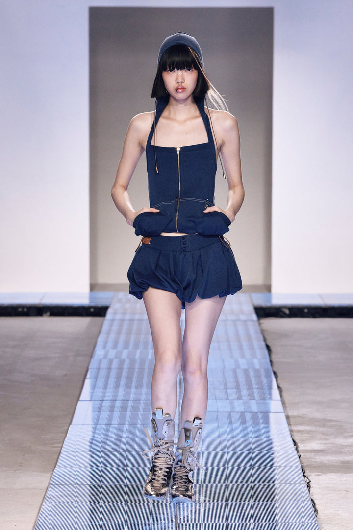 “Puff”Blue Denim Skort