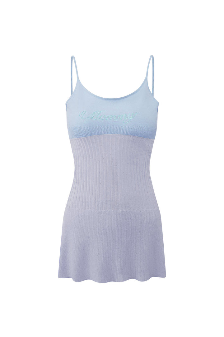 “Mommy” Knit Slip Dress Blue