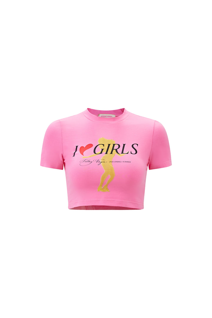 “I LOVE GIRLS" Crop T-Shirt